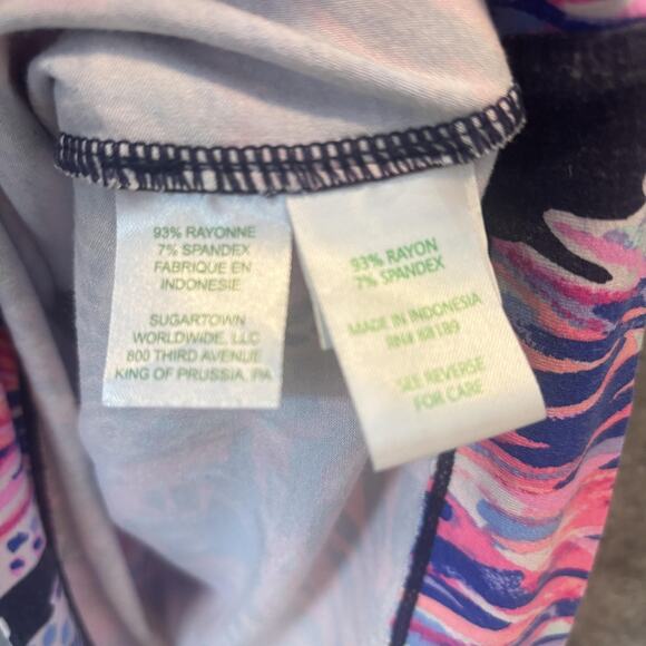 Lilly Pulitzer Dress Women Size XS Navy Long Sleeve Sophie UPF 50+ Palm Tropical - Picture 7 of 10